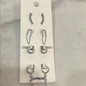 Express Silver Stud Earrings Set